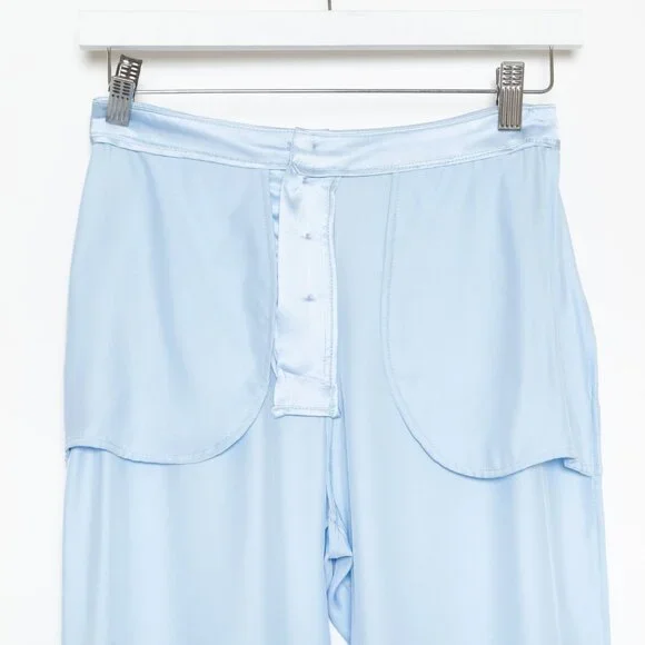 Sablyn Light Blue Silk Wide-Leg Button Fly Pants – Sample Style — Size XS